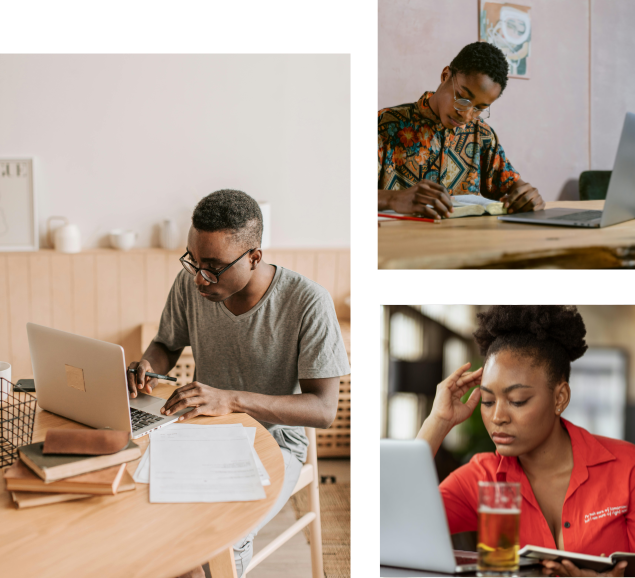 Gallery of students studying with their computer